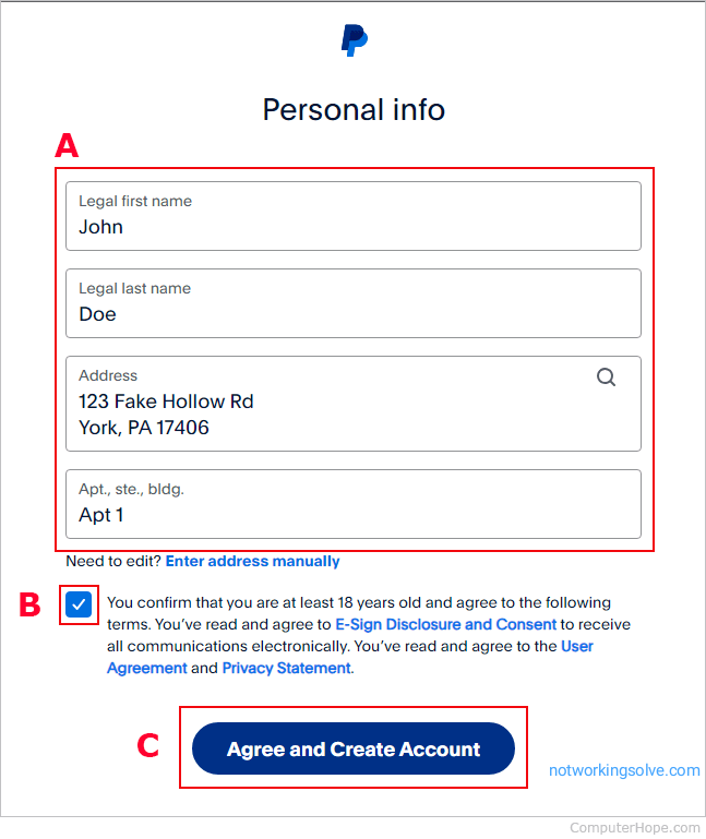 Create PayPal account